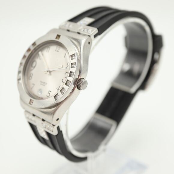 Swatch Irony Fancy Me Watch Women 32mm Gem Silver Tone Date 2006 w New Battery main image 13